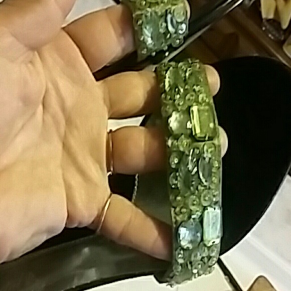 Slip on sandals small heel womens sequence, beaded, lime, green, darling - Picture 4 of 4